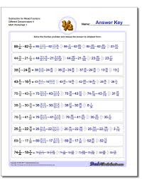 Subtraction Of Mixed Fractions With Different Denominators Worksheets Writing Fractions Scientific Notation Worksheet Math Methods