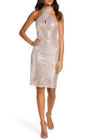 Women S Eliza J Sequin Cross Neck Body Con Dress Size 10 Pink Bodycon Dress Pink Sequin Dress Nordstrom Dresses