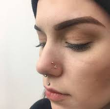 Lower Nostrils Featuring 14k Yellow Gold Trinity S Pierced By Ramenbabypiercings And 2mm Yellow Gold Bal Facial Piercings Face Piercings High Nostril Piercing