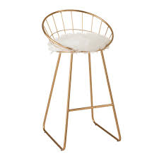 Home » tabouret de cuisine » chaise haute bar fly. Chaise De Bar Metal Dore Avec Assise Style Peau De Mouton J Line