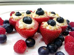 Top off your patriotic lunch with sweet treats that are as beautiful as they are delicious. Healthy Fourth Of July Recipes Sugar Free Red White And Blue Cheesecake Stuffed Strawberries Lipstick Kitchen Healthy Food That Tastes Delicious