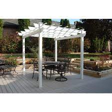 Dura Trel Kingston 7 Ft X7 Ft White Vinyl Pergola 11300 The Home Depot Vinyl Pergola Pergola Patio Pergola