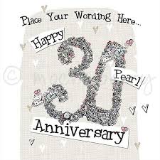 Personalised Pearl Wedding Cards 30th Wedding Anniversary Cards 30 years have come and gone but your love still burns brightly. personalised happy pearl anniversary card plc36