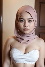 A close up of a woman wearing a white top and a hijab - SeaArt AI