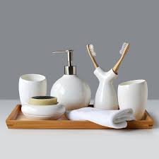 Browse a wide selection of bathroom sets to find matching toothbrush holders, soap dispensers and more for well coordinated bathroom decor. Unique Creative Design White Ceramic Bath Ensembles 6 Piece Bathroom Accessories Unique Creativ Bathroom Sets Bathroom Accessories Sets Bathroom Accessories