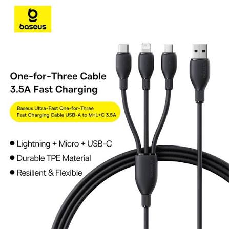BASEUS FAST CHARGING DATA CABLE - USB TO M/L/T 120 CM 