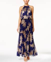 Msk Metallic Print Pleated Blouson Gown Reviews Dresses Women Macy S Long Dresses Casual Maxi Size 12 Maxi Dress Maxi Dress