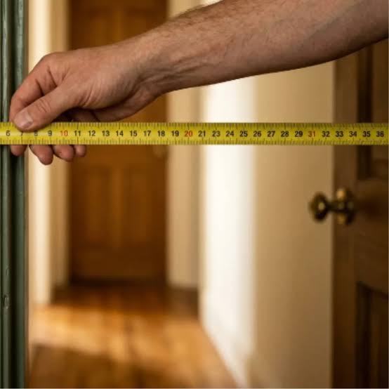 Measuring old furniture doorway staircase and room before TFP Furniture Exchange