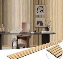 Art3dwallpanels Oak 0.83 in. x 0.65 ft. x 8 ft. Wood Slat Acoustic Panels, MDF Decorative Wall Paneling (4 Piece/21 sq. ft.) A31hd006