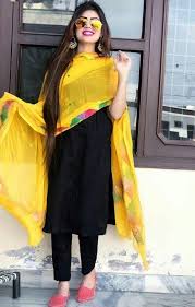 Black And Yellow Suit Black Yellow Salwar Kameez Indian Designer Outfits Kurti Designs Party Wear Indian Dresses