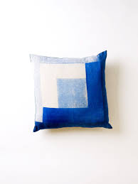 Albers F Cushion By Naomi Paul Limited Edition Hand Monoprinted With Chemical Free Inks On Luxurios Hemp Cotton Muslin And Pretty Pillow Pillows Blue Pillows