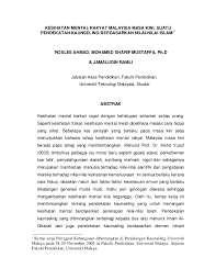 All formats available for pc, mac, ebook readers and other mobile devices. Pdf Kesihatan Mental Rakyat Malaysia Masa Kini Suatu Pendekatan Kaunseling Berdasarkan Nilai Nilai Islam Roslee Ahmad Academia Edu