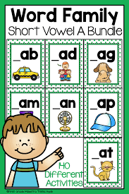 Word Family Short Vowel A Word Work Bundle Word Families Word Family Activities Short Vowels