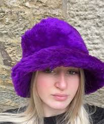 Purple Faux Fur Bucket Hat-festival Hat-floppy Hat-fur Hat-fake Fur  Hat-rave Hat-fur Hat-purple Fur Hat- Furry Bucket Hat