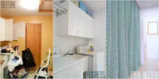 You can always go with the easiest thing and hang curtains to hide your tech, cleaning a washer and a dryer on top of each other could be placed in a tall kitchen cabinet. Hide A Washer And Dryer With Easy Diy Gathered Curtains On A Track Budget Laundry Room Dans Le Lakehouse