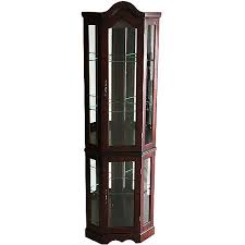 A top mounted light with mirrored back panels illuminates and reflects your displays. Corner Lighted Curio Cabinet Mahogany Walmart Com Walmart Com