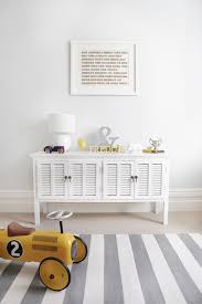 For more design inspiration and to see how you can get this look in your own home, click. White And Gray Stripe Rug Contemporary Nursery Lay Baby Lay