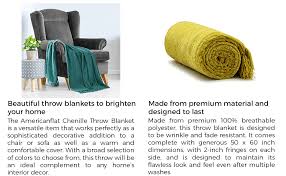 A wide variety of navy blue blanket throws options are available to you, such as technics, material, and use. Amazon Com Americanflat Chenille Throw Blanket In Blue With Breathable Polyester With Decorative Fringe Wrinkle And Fade Resistant 50 X 60 Home Kitchen