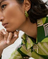 Katrina Stone Tinted Resin Green Hoop Earrings