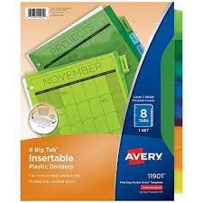 Staples 8 tab template download : Avery Dividers Plastic Insertable 8 Tabs 1 Each Instacart