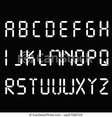 Time is generally broken up into three units: Digital Font Alarm Clock Letters Numbers And Letters Set For A Digital Watch And Other Electronic Devices Vector Alphabet Canstock