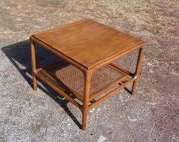 Vintage Mid Century Modern 2 Tier Walnut Cane Shelf End Side Occasional Table Midcenturymodern Mid Century Modern Furniture Occasional Table Cane Shelf