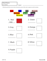 Spanish Color And Names Spanishworksheets Classroomiq Newteachers Spanish Classroom Spanish Language Learning Homeschool Spanish