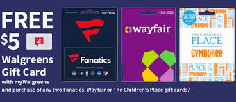 Clip this week's coupons online and see all sales happening at your local walgreens. Expired Walgreens Buy 2 Select Gift Cards Get 5 Walgreens Gift Card Free Wayfair The Children S Place Fanatics Gc Galore