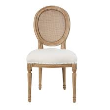 Chaise Medaillon En Lin Blanc Et Cannage En Rotin Louis Maisons Du Monde In 2020 Dining Chairs Chair Furniture