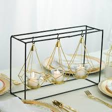 Eastland square votive candle holder set of 36. 3 8 Inch Tall Gold Geometric Tealight Votive Candle Holders With Black Stand Ebay