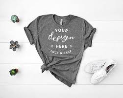Bella Canvas 3001 Deep Heather Grey Ladies Tshirt Mockup Flat Etsy Shirt Mockup T Shirts For Women Mom Shirts