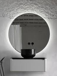 It minimalist design's easy to replicate, and the floating desk is cute. Round Bathroom Mirror With Integrated Lighting Origin Mirror With Integrated Lighting By Inbani Round Mirror Bathroom Wash Basin Mirror