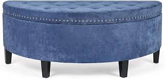 Baby plum 34 inch round ottoman coffee table wide upholstered cocktail ottoman tufted. Amazon Com Edeco Curved Storage Ottoman Button Tufted Fabric Coffee Table Blue Furniture Decor