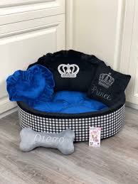 Necessities such as designer dog beds, luxury dog. Navy Blue And Black Tartan Luxury Dog Bed With Crown Sparkles Etsy Dog Bed Personalized Dog Beds Girl Dog Beds