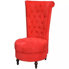 Tufted High Back Sofa Chair Vintage French Decor Recliner Red Backrest Seat Living Room Upholstery French Vintage Decor Couch Upholstery