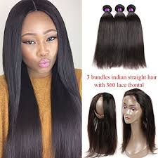 Indian Straight Virgin Hair 360 Lace Frontal Closure With Bundles Pre Plucked 360 Lace F Straight Hair Bundles Virgin Brazilian Straight Hair Indian Human Hair
