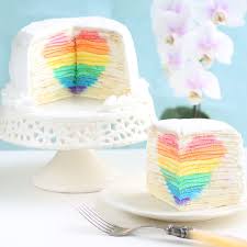 Mille Crepe Cake With Hidden Rainbow Heart Eugenie Cake Recipe Crepe Cake Mille Crepe Rainbow Cake