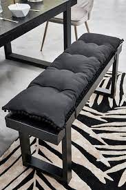 Outdoor custom waterproof bench seat cushion and back zipper on back. Next Pom Pom Bench Pad Black In 2021 Dining Table With Bench Dining Bench Seat Dining Room Bench