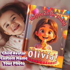 Personalized 2nd Birthday Book for Girl • Custom Name, Photo & Avatar •  Keepsake Storybook Gift for 2 Year Old