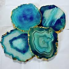 Agate Stone Table Coasters Decorative Tea Coasters Blue Etsy Resin Crafts Tea Coaster Diy Resin Crafts