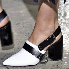 Beautiful Black And White High Heels Black And White Heels Buckle Pointy Toe Chunky Heels Slingback Pumps For Party Ball Date Big Day Fsj Heels Slingback Pump Black And White Heels