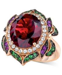 Le Vian Crazy Collection Garnet 7 5 8 Ct T W And Multi Stone Round Flower Ring In 14k Rose Gold Also Available In London Blue Topaz Reviews Rings J With Images