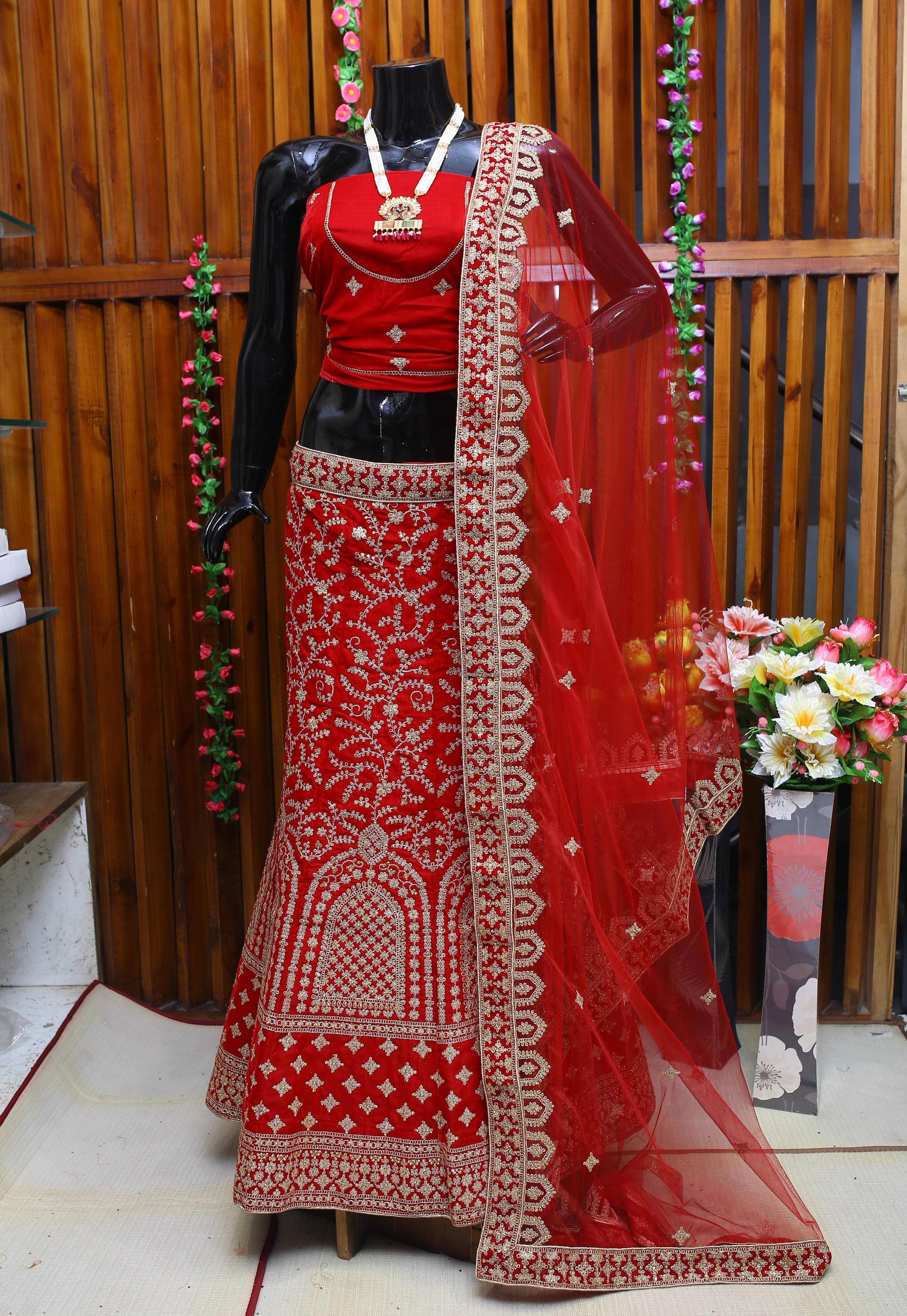 WEDDING HEAVY RED LEHENGA AND BLOUSE product image