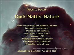 The nature of the dark matter which apparently makes up 80% of the mass of the particles in the universe is still one of the great unsolved mysteries of present day sciences. Ppt Dark Matter Nature Powerpoint Presentation Free Download Id 1829261