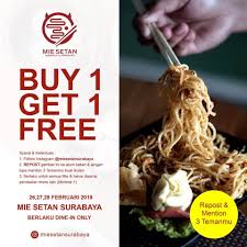Lontong mie surabaya juga menjadi salah satu masakan jawa. Promo Happy Hour Paket Spesial Dijam Mie Setan Surabaya Facebook