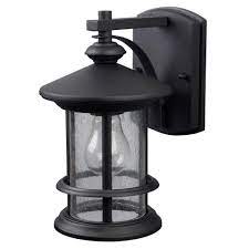 Canarm Ryder 1 Light Black Outdoor Wall Lantern Sconce With Seeded Glass Iol152bk Hd The Home Depot Outdoor Wall Lantern Outdoor Wall Mounted Lighting Outdoor Wall Lighting