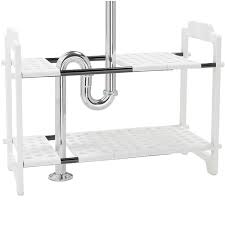 expandable under sink storage shelf in