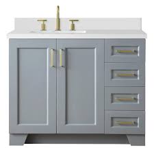 bath vanity in grey with quartz vanity