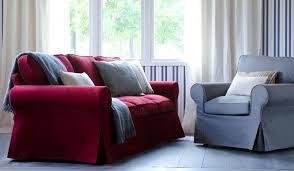 Ektorp 2 Seat Sofa Bed From Ikea With A Crimson Red Cover From Bemz Www Bemz Com Ikea Ektorp Sofa Ektorp Sofa Cover Slipcovered Sofa