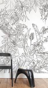 Black And White Tropical Mural Wallpaper Jungle Tropical Black White Wallpaper For Ohmywall Created By The Duo Of Japan White Wallpaper House Interior Wall Murals Painted